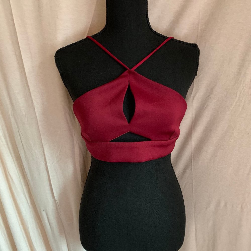 Cute Maroon Strappy Crop Top